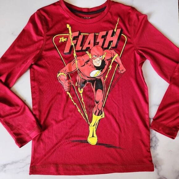 Flash DC boys long sleeve pullover red crew neck performance sporty shirt 7 year - Picture 1 of 3